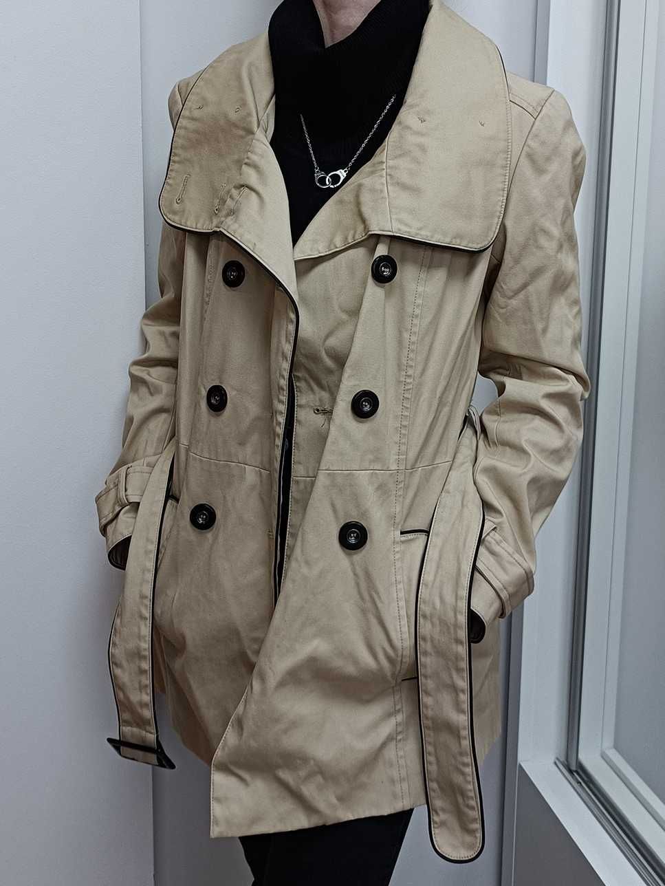 Płaszcz damski jesienny Reserved beżowy szlafrokowy z paskiem 36 s