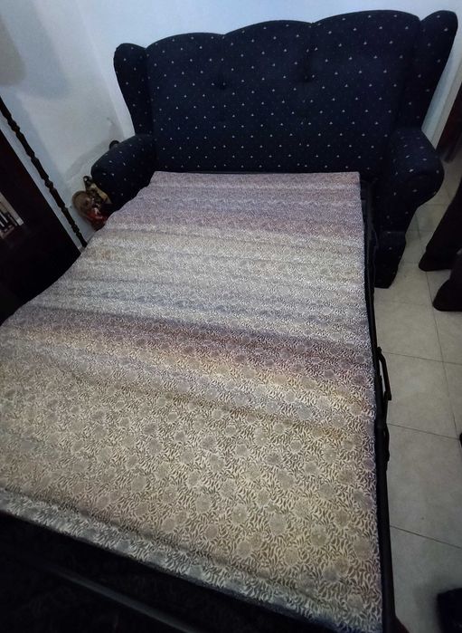 Sofá-cama azul + sofá individual