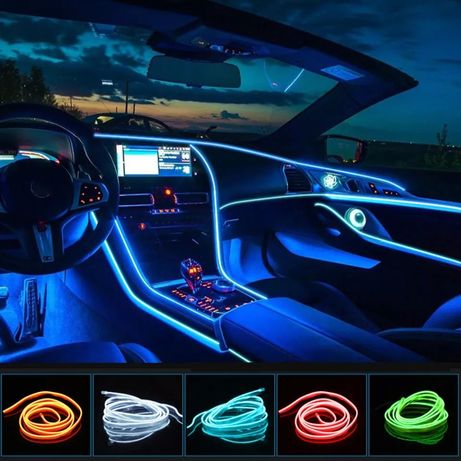 Fita Néon LED Automotiva Interior carro 12V 5 metros varia corres USB