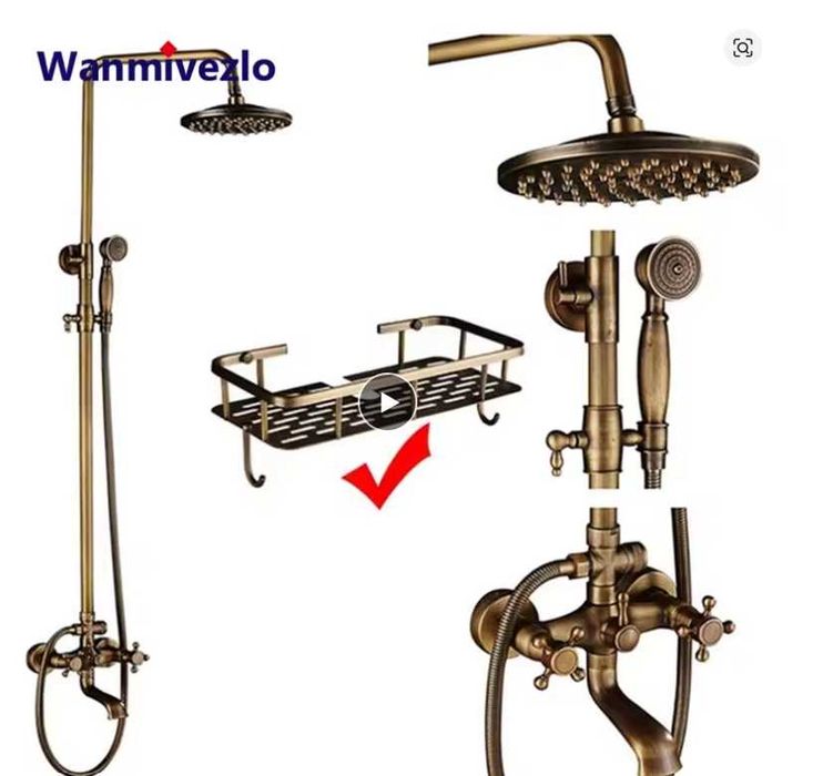 ZESTAW bateria prysznicowa - antyczna MOSIADZ