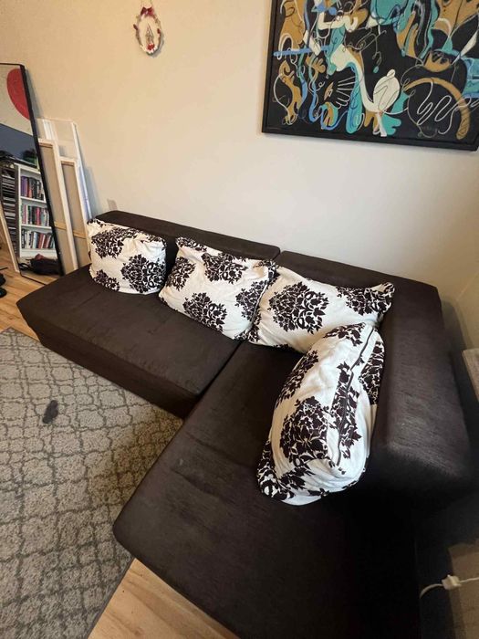 Kanapa brązowa narożnik rozkładana