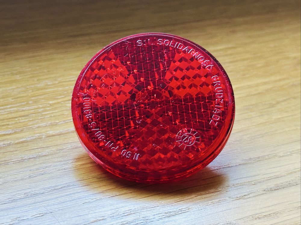 Odblask Romet Solidarność Grudziądz retro prl Czerwony tył