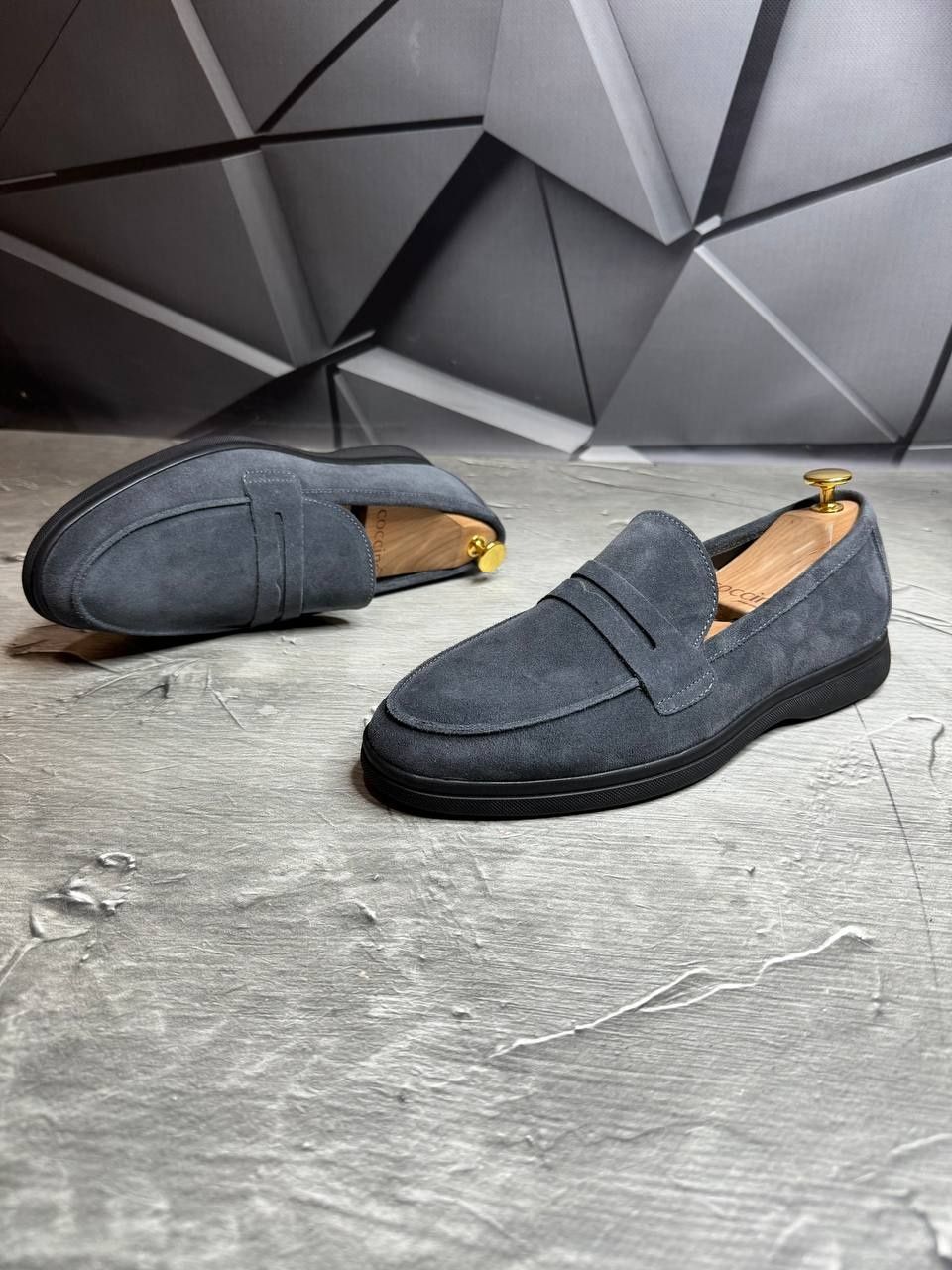 Лоферы Замшевые мужские серые LORO PIANA Grey! Натуральная Замша! ХИТ!