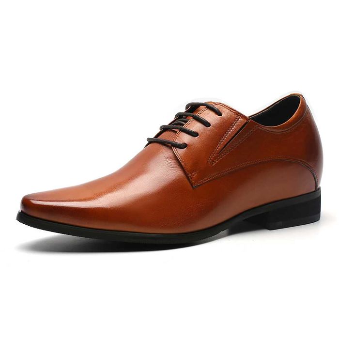 Eleganckie brązowe BUTY PODWYŻSZAJĄCE na ślub +8 cm wzrostu FARETTI.PL