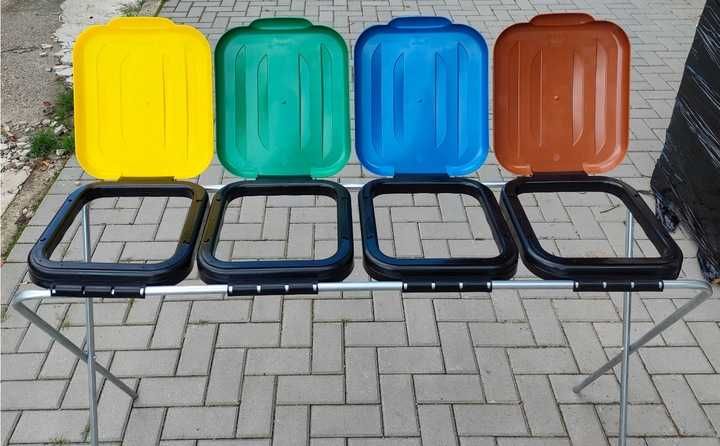 Stelaż na worki 120L 4-stanowiskowy kosz segregacja odpadów