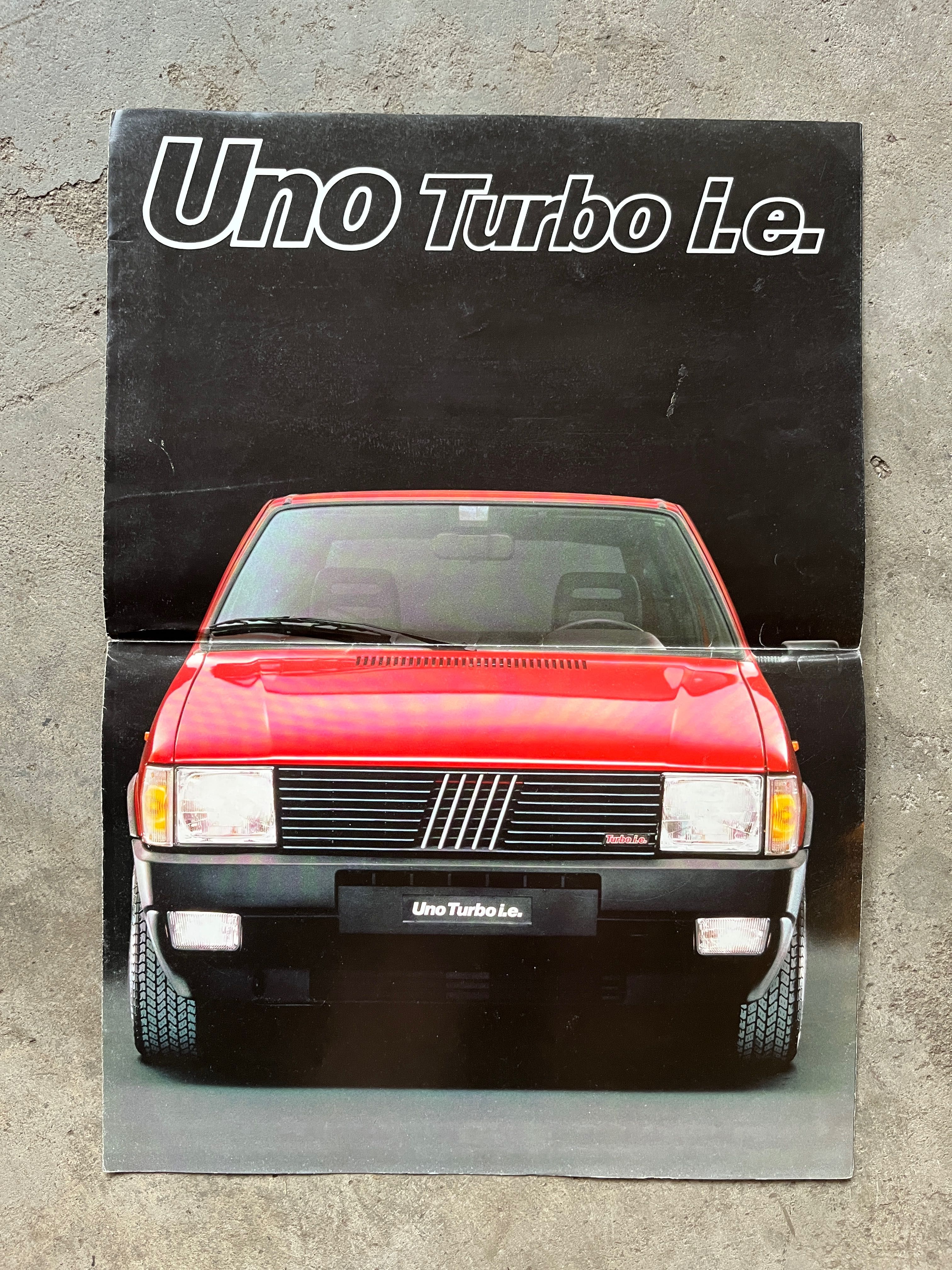 Duży (A3) Prospekt 1985 Fiat Uno Turbo 42x29cm unikat lata 80