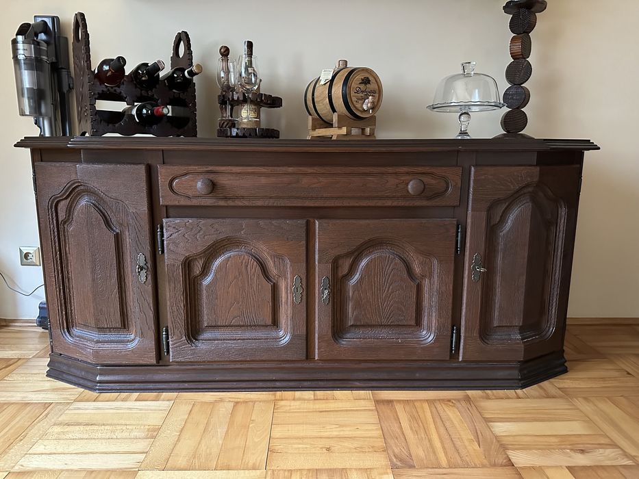 Komoda z wiszącą witryną drewno dębowe fornir