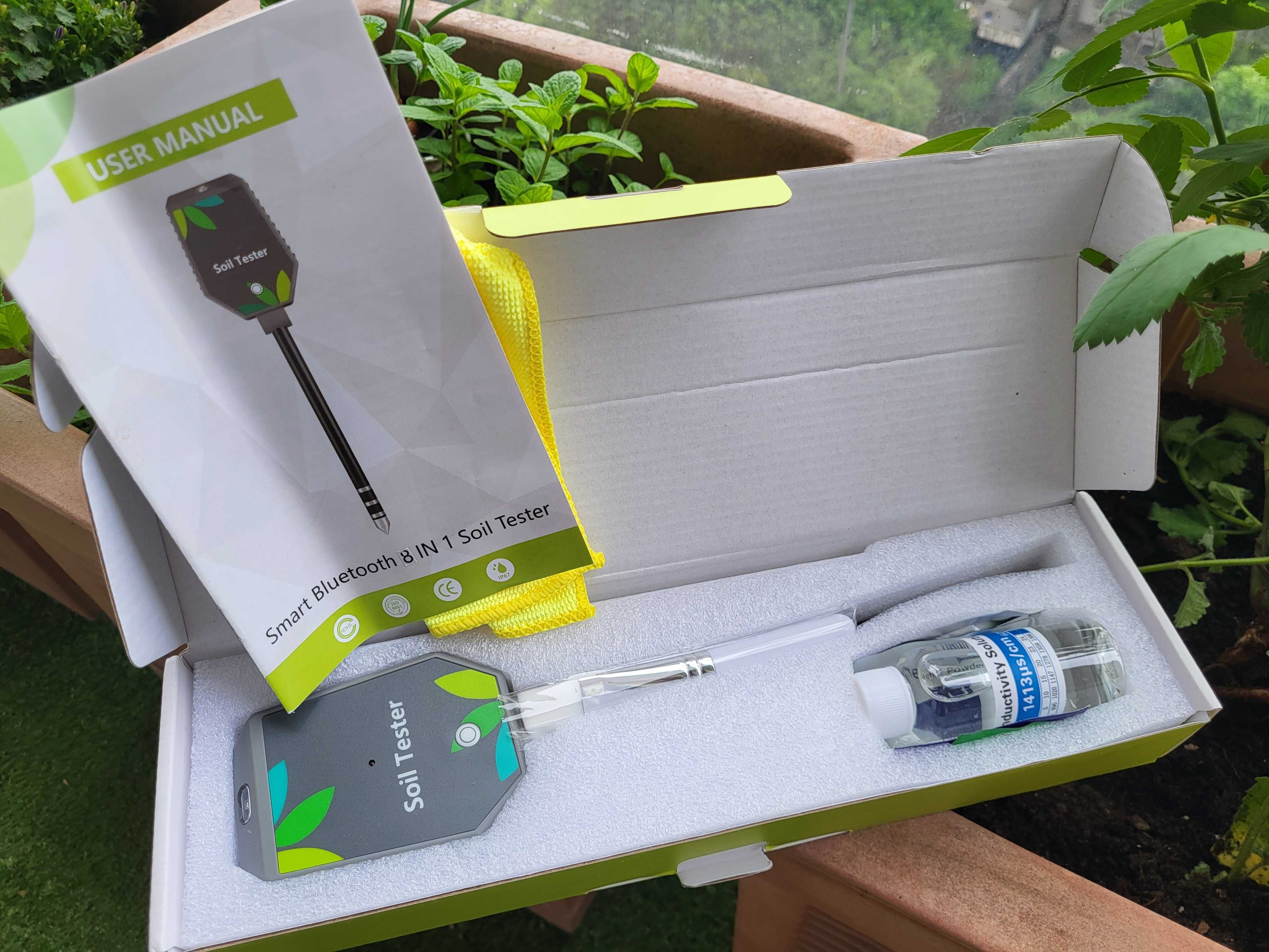 Yieryi 8w1 tester gleby pH/Salt/EC/Fertility/Temp/wilgotność/Bluetooth