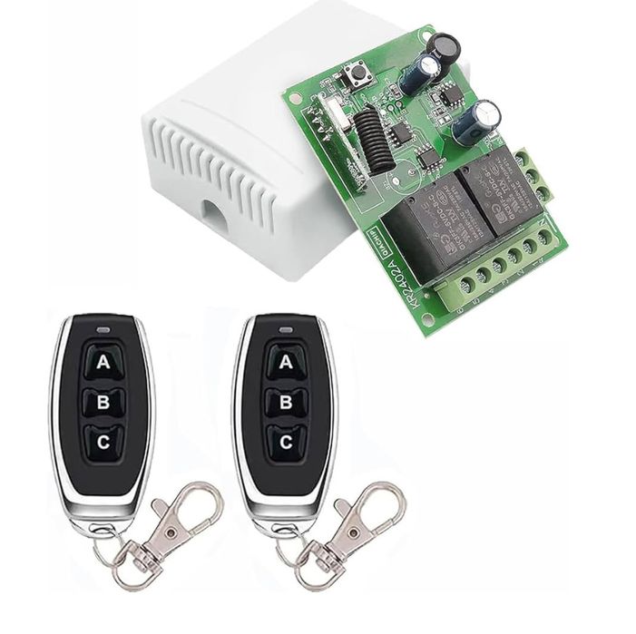 QIACHIP Zdalny Przełącznik 2-kanałowy 433 MHz (12 V / 24 V)