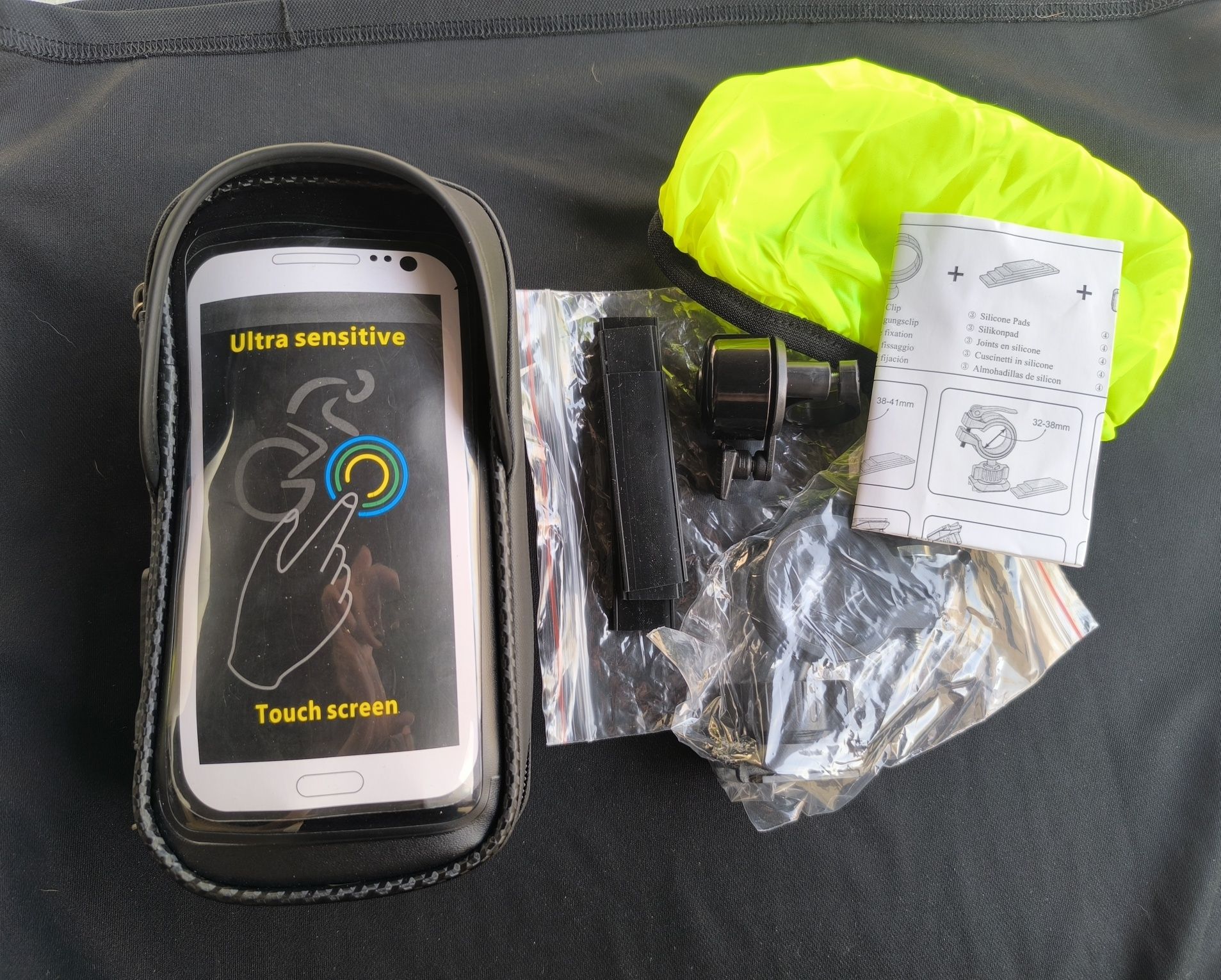 Kit ciclismo para telemóvel e documentos