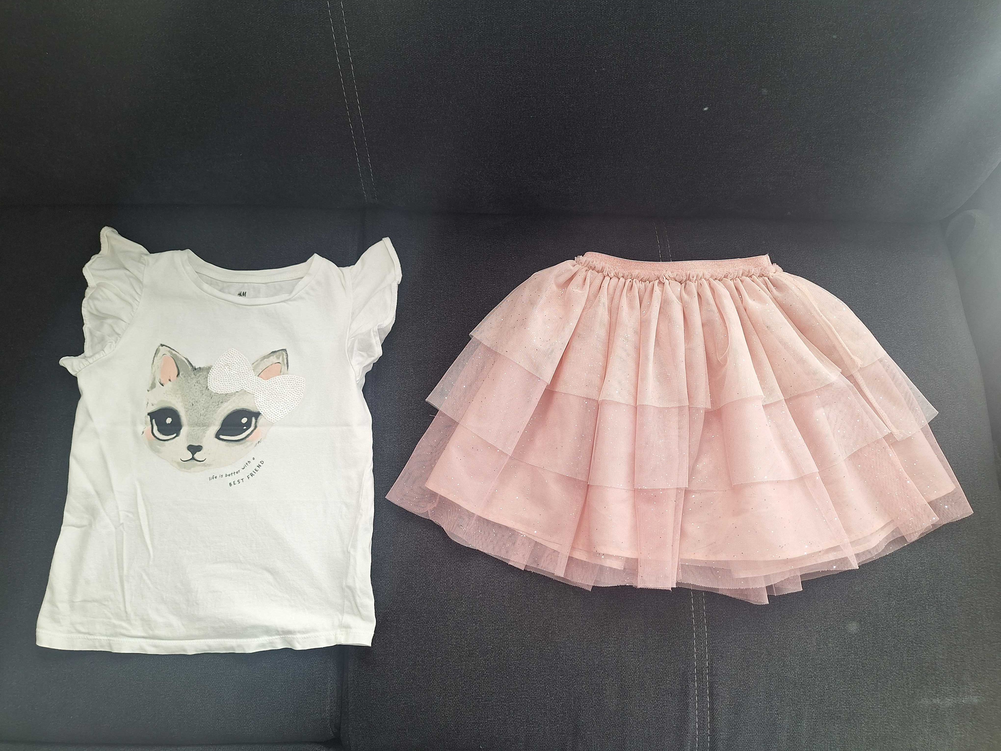 Spódniczka i koszulka - komplet z H&M rozmiar 122/128