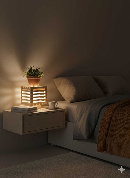 Lampa LED wykonana ręcznie z drewna litego