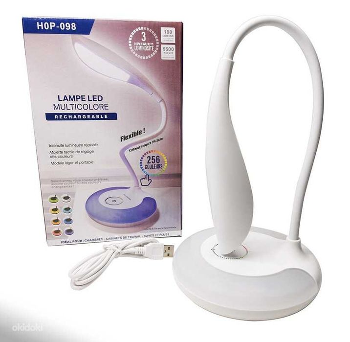 Лампа настільна акумуляторна 256 кольорів HOP-098 USB-зарядка сенсорна