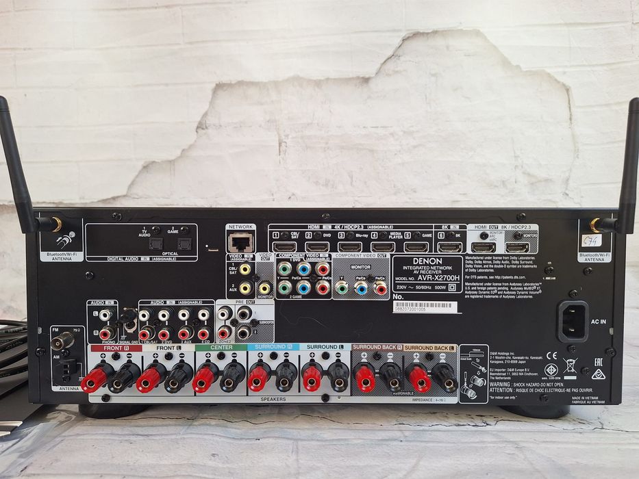 Mocny  Denon AVR-X2700H Wi-FI BT 8K HDR e-ARC Heos 7.2