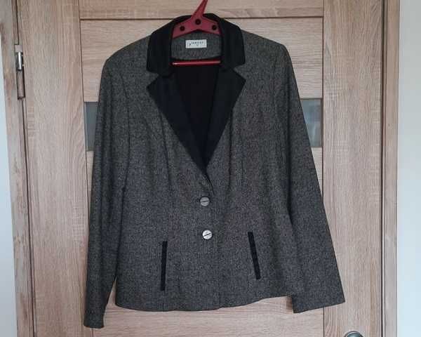 Żakiet marynarka wełna rozm. M/L melanż ciemnoszary - stan doskonały