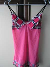 Koszulka nocna Lupo Line 36/s różowa krata koronka
