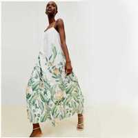 Новое длинное свободное платье из смесового льна H&M