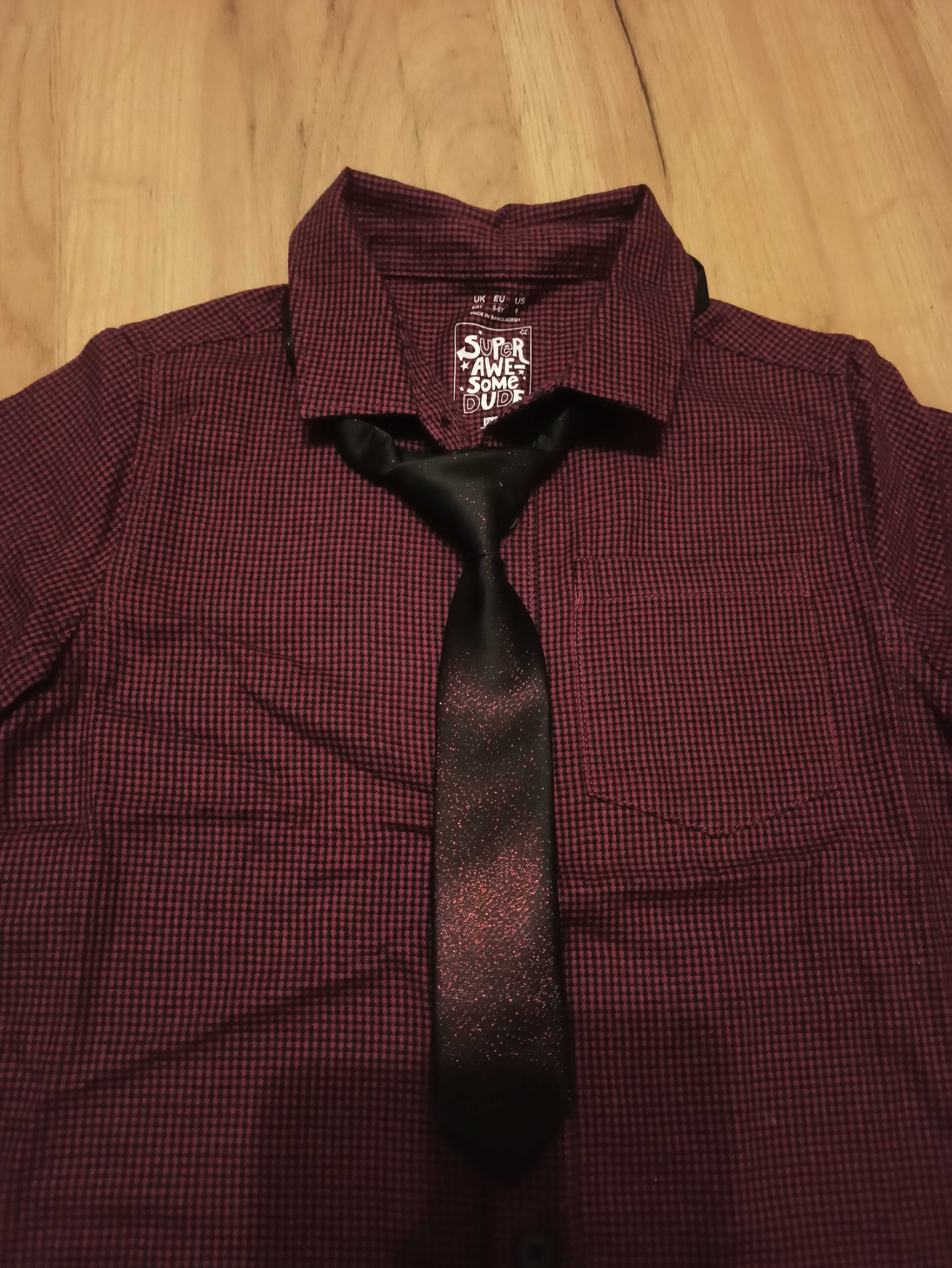 Koszula w drobną kratkę z krawatem 116 (5-6 lat)