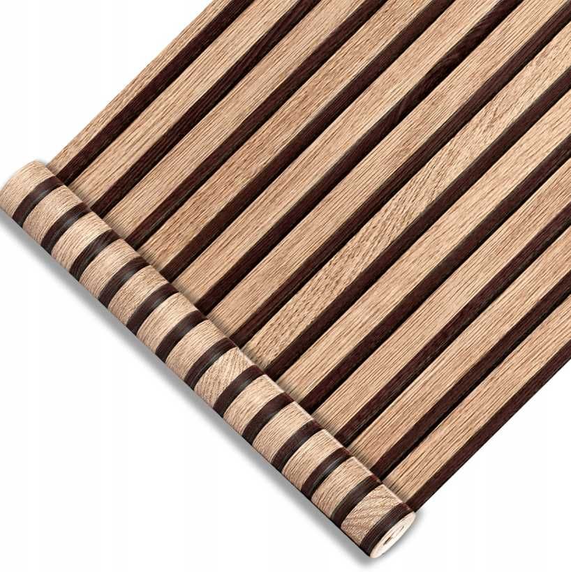 Panele Ścienne 3D Lamele Brąz Drewno 10m Tapeta Samoprzylepna + GRATIS