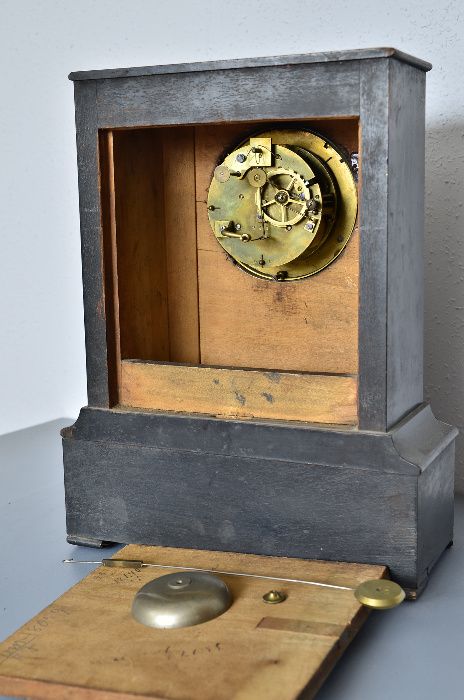 Niezwykły Francja XIX w intarsje Brąz ! zegar kominkowy stojący