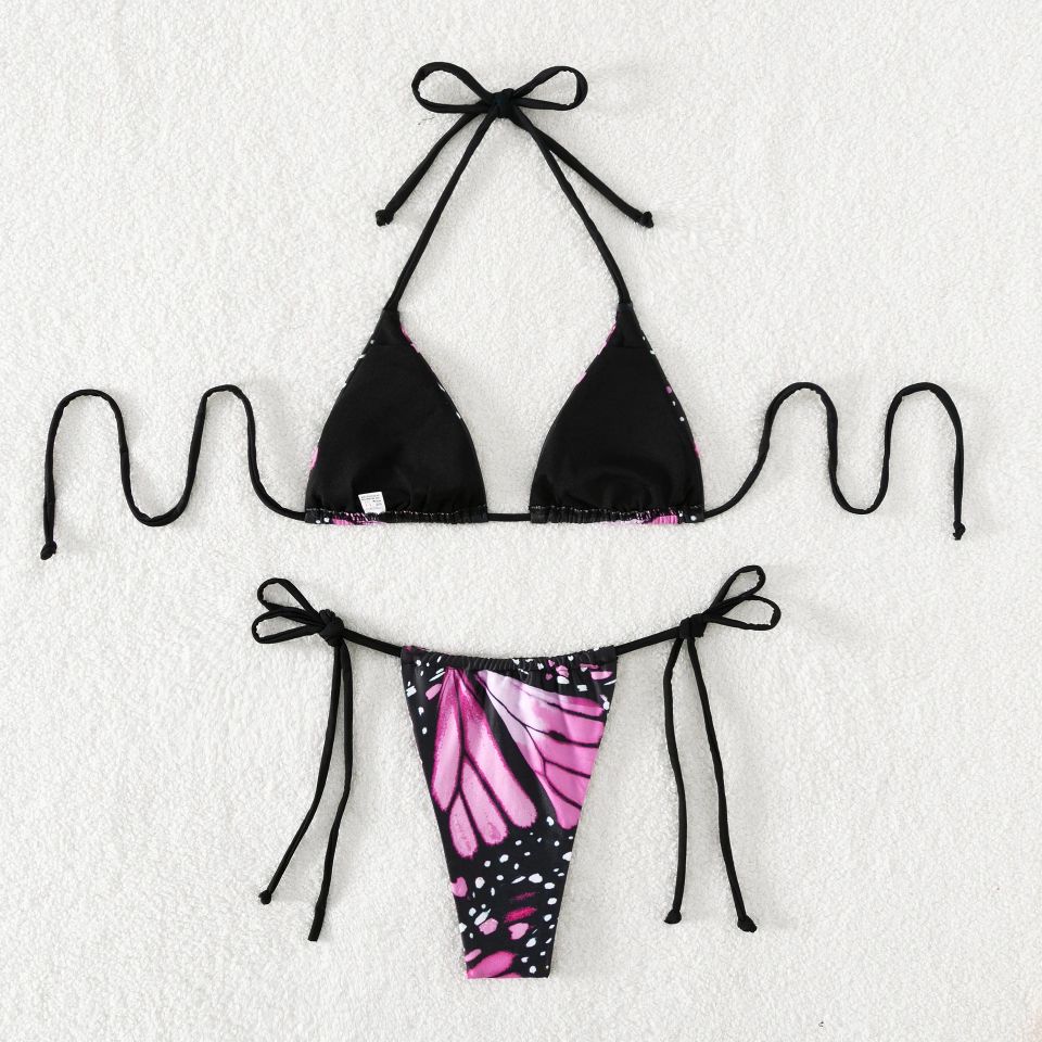 Sexy Bikini - Egzotyczny Dwuczęściowy Strój Kąpielowy z Wiązaniami - S