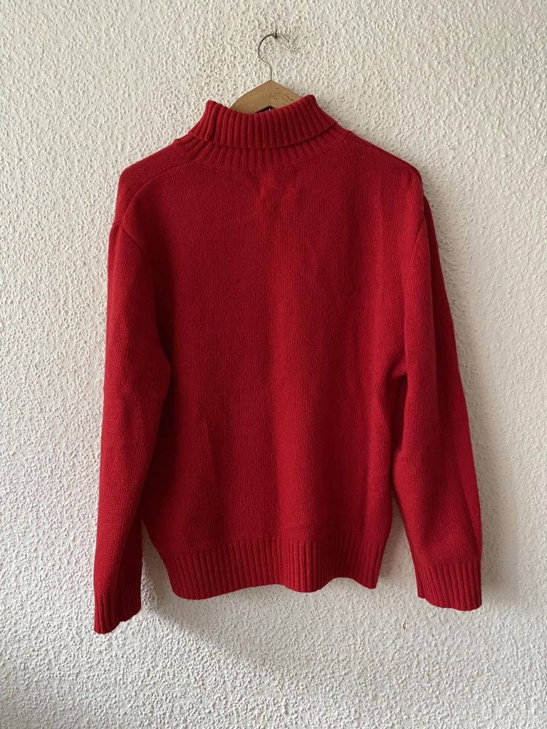 Reserved czerwony męski wełniany sweter z golfem golf ciepły na zimę S