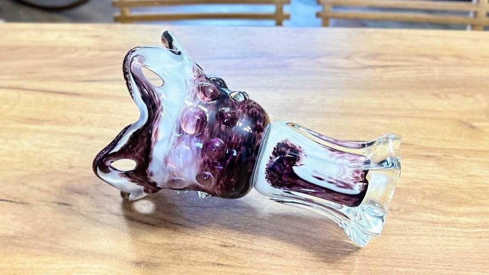 Wazon kielich 24 cm czeskie mleczne szkło Vintage PRL Egermann