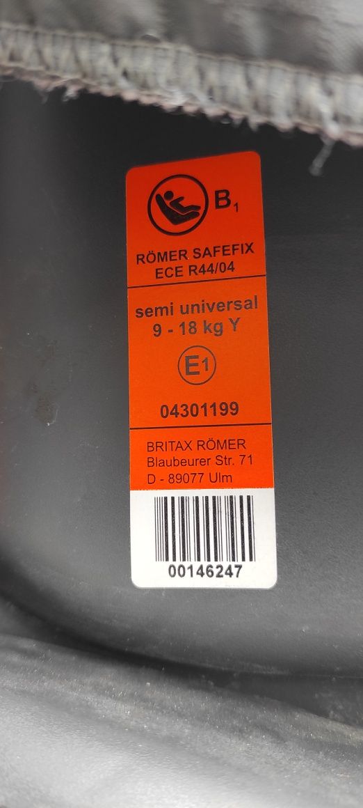 Fotelik Britax Romer Safefix ISOFIX 9-18 kg