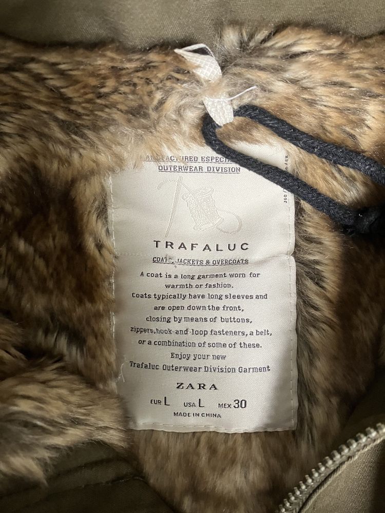 kurtka parka khaki zimowa zara