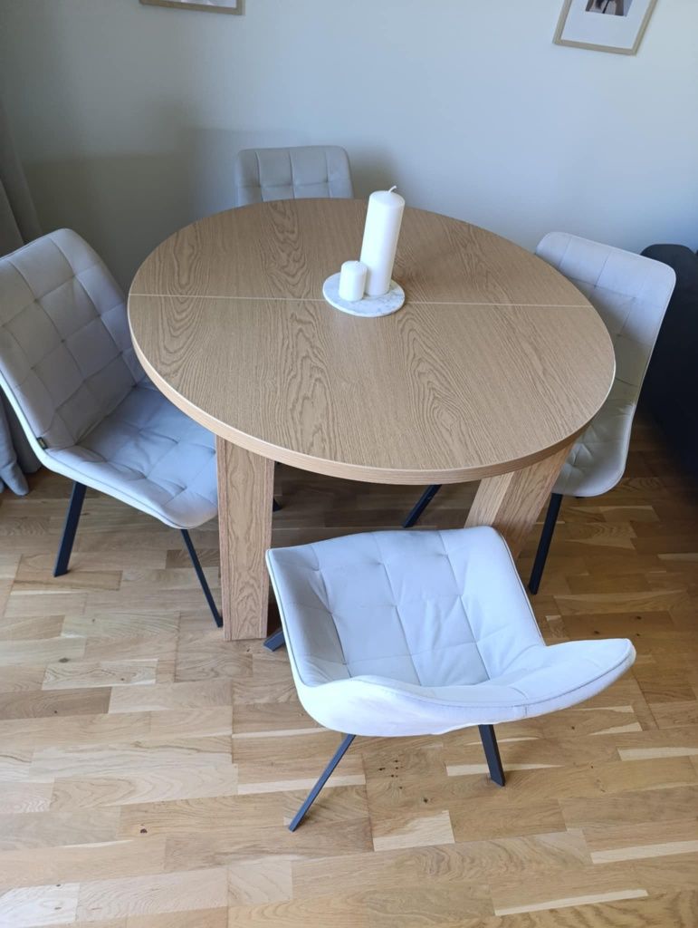 Nowoczesne krzesła tapicerowane koloru jasnoszarego – 6 sztuk