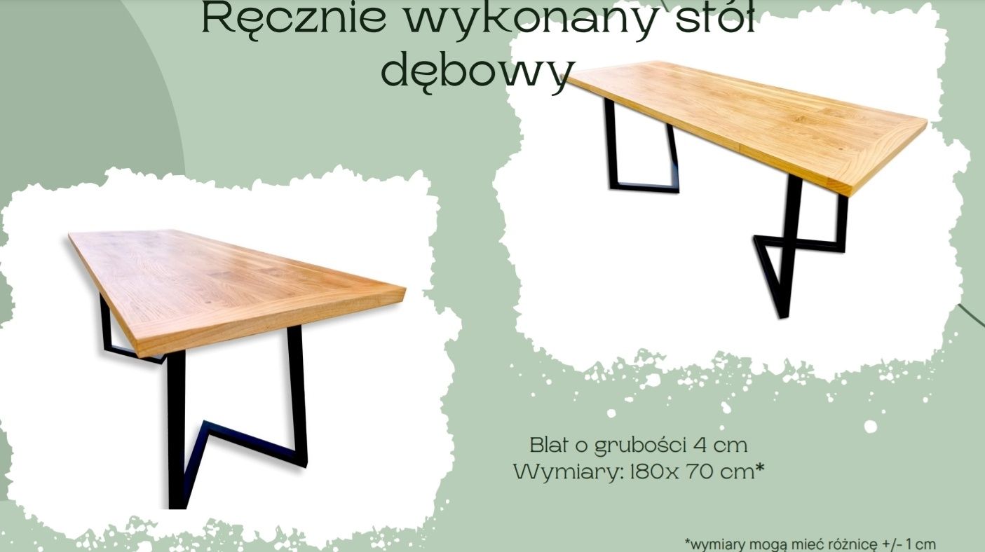 Nowy dębowy stół ręcznie robiony