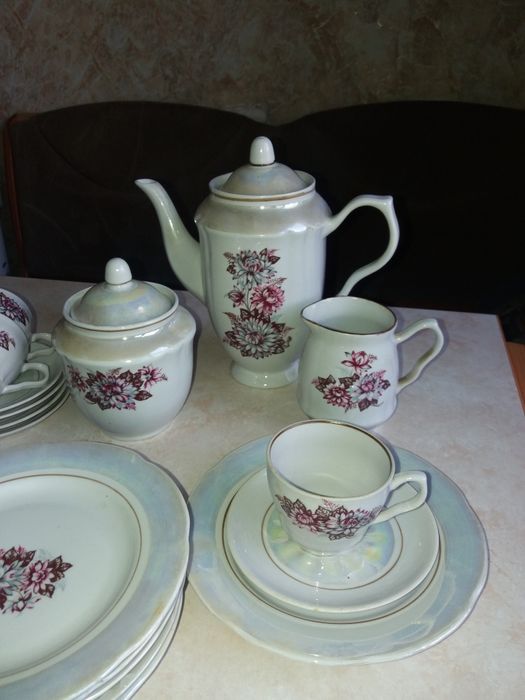 Сервиз кофейный перламутровый с рисунком