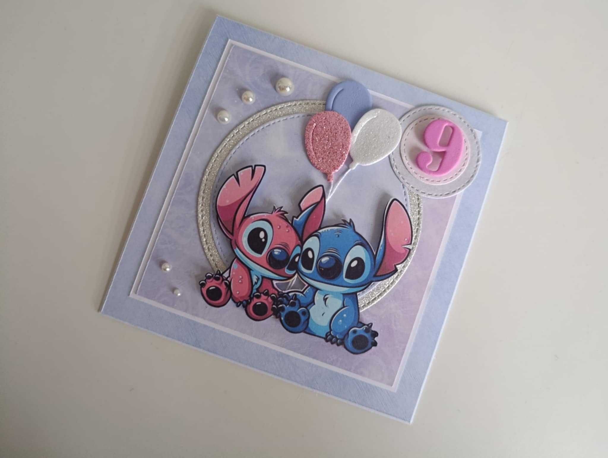 Kartka ręcznie robiona Stich i Angel
