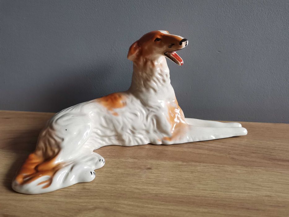 Stara figurka Chart Borzoj porcelana Steatyt  Z. Buksowcz PRL 1960