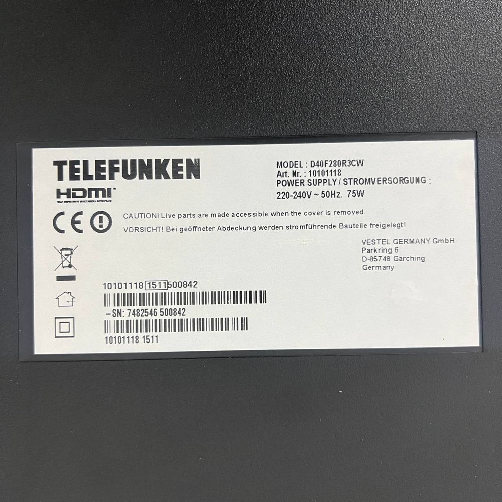 Телевізор Telefunken D40F280R3CW