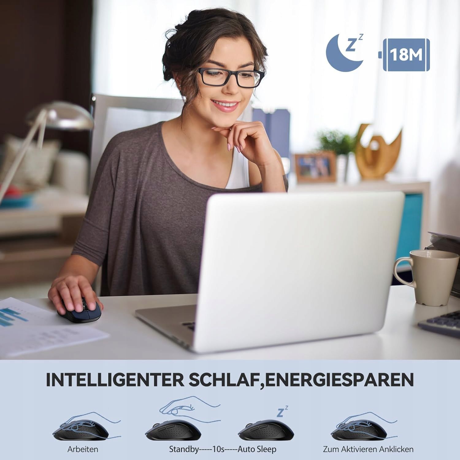Mysz Bezprzewodowa Do Komputera 2.4Ghz/Bluetooth Niebieska