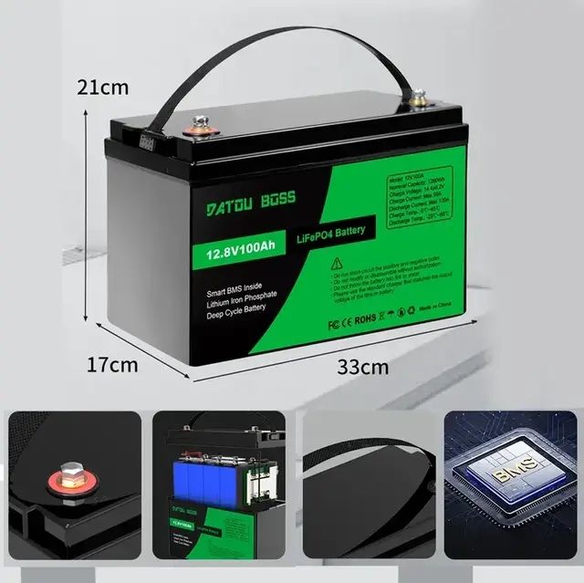 Акумулятор LiFePO4 DATOUBOSS 12,8v100Ah з BMS батарея для ДБЖ,RV