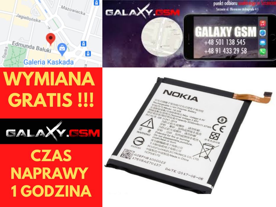 NOKIA 8 HE328 Bateria Oryginał Wymiana GRATIS Szczecin