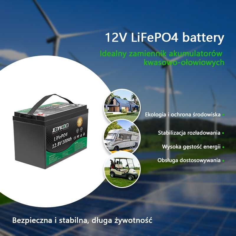 Akumulator LiFePo4 12,8V 100Ah z BlueTooth ogniwa EVE 6000 cykli 15lat