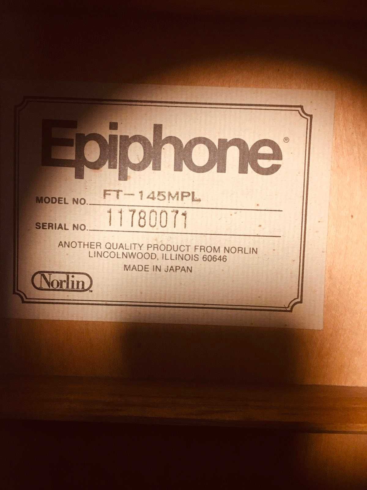 Акустическая гитара Epiphone FT 145 MPL 1972 г Япония из коллекции
