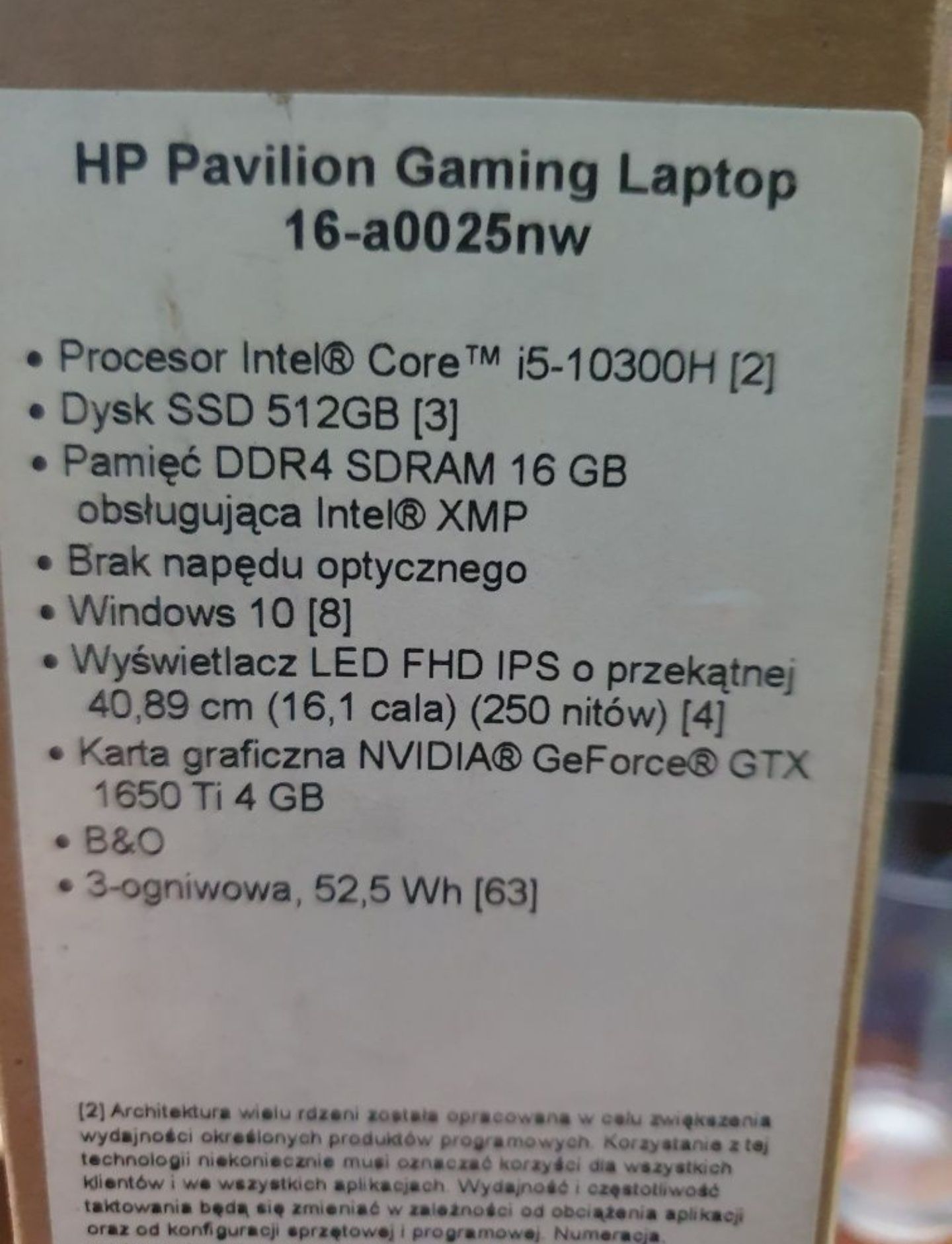 Nowy Laptop Gamingowy HP 16-a0025nw i5 10 gen. 16/512 GTX 1650