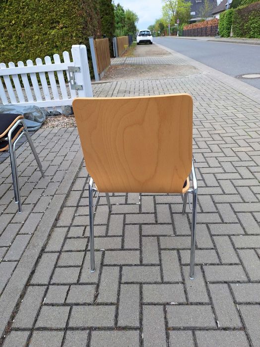 Krzesła ze sklejki giętej z tapicerowanym siedziskiem - 6 szt