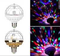Lâmpada led colorida rotativa bola de cristal colorida