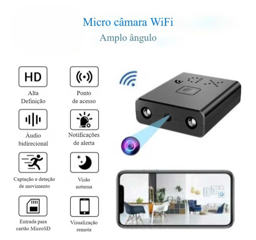 Micro Câmara * S/Fios * FullHD * com Visão Noturna