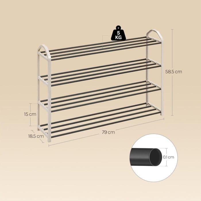 Szafka na buty regał 4-poziomowy półka organizer stojak 18,5x79x58,5cm