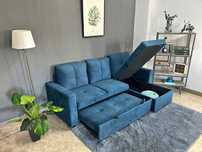 Sofá cama chaise longue azul + entrega gratis
