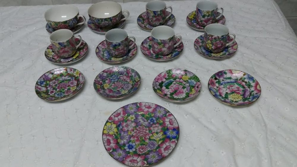 Serviço de loiça de porcelana chinesa pintado à mão