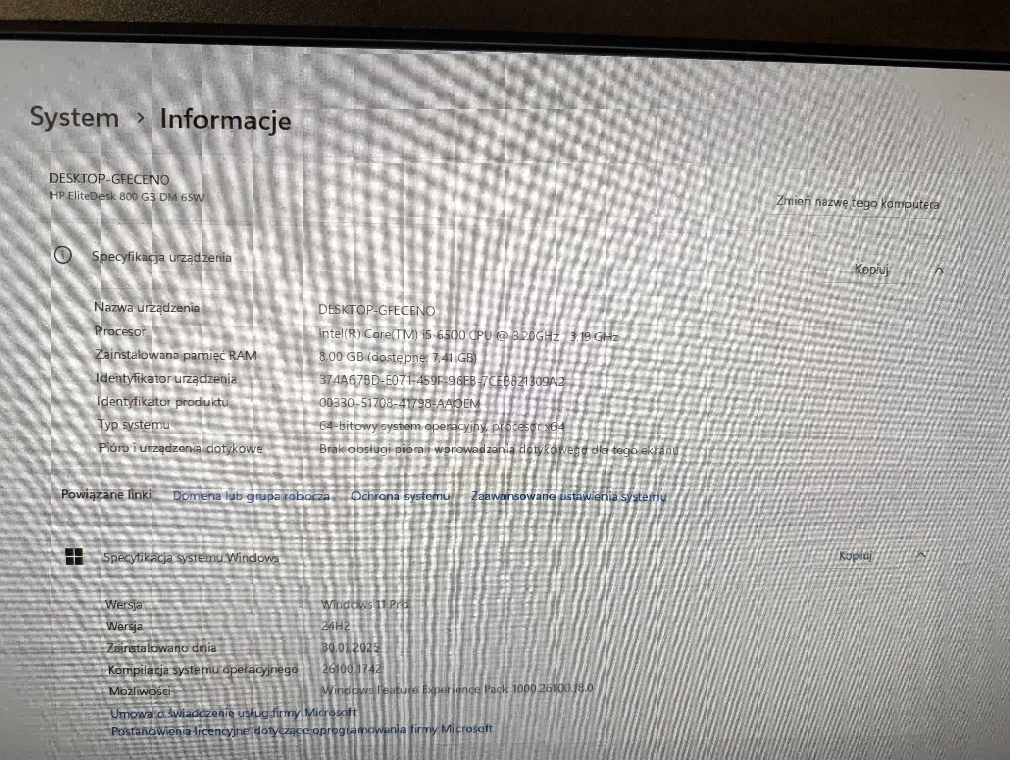 MiniPC HP Elitedesk 800 G3 Mini 65W / WiFi / BT / RS232 (COM)