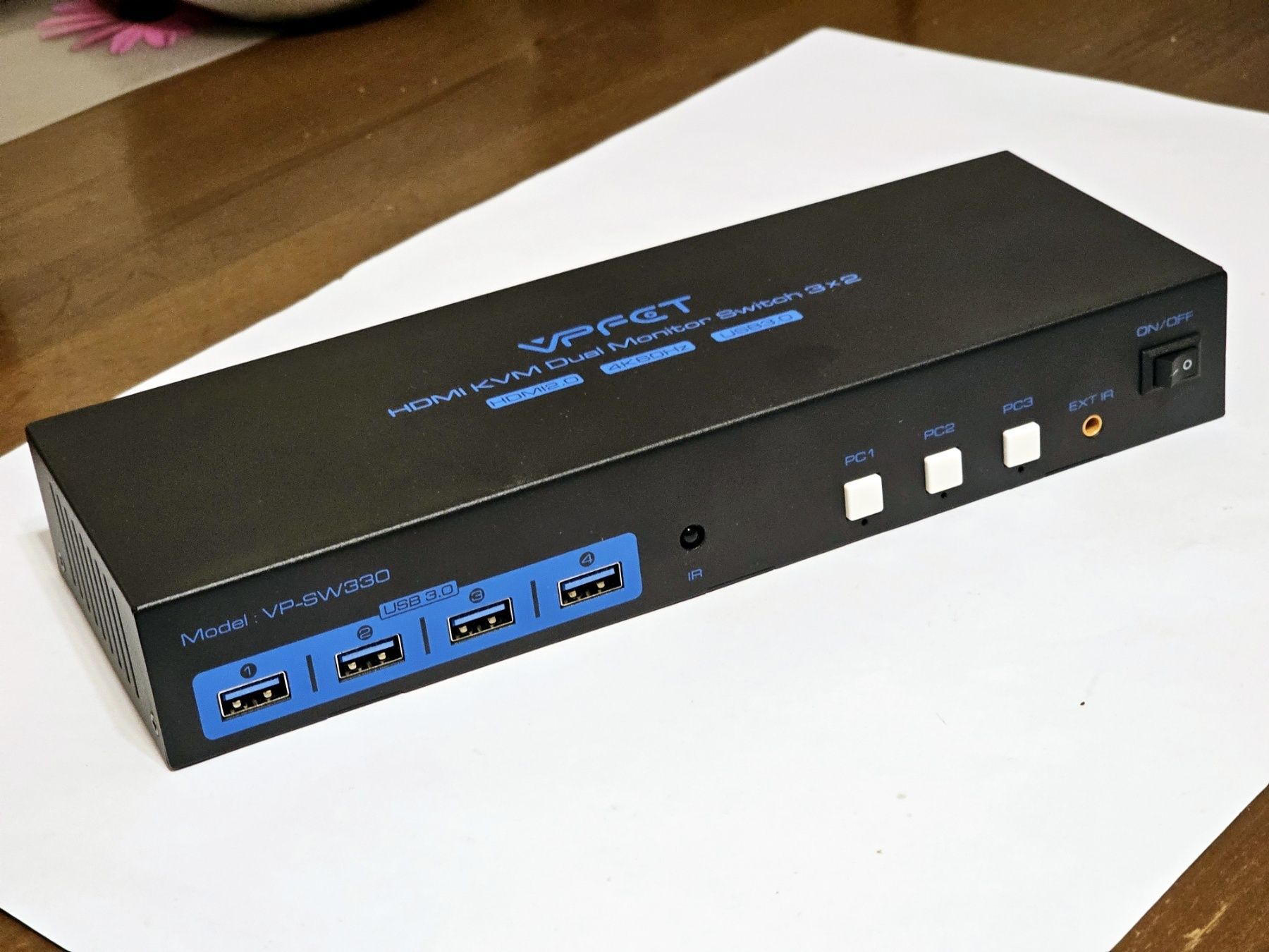 Свіч HDMI KVM Dual Monitor 3×2 VPFET VP-SW330