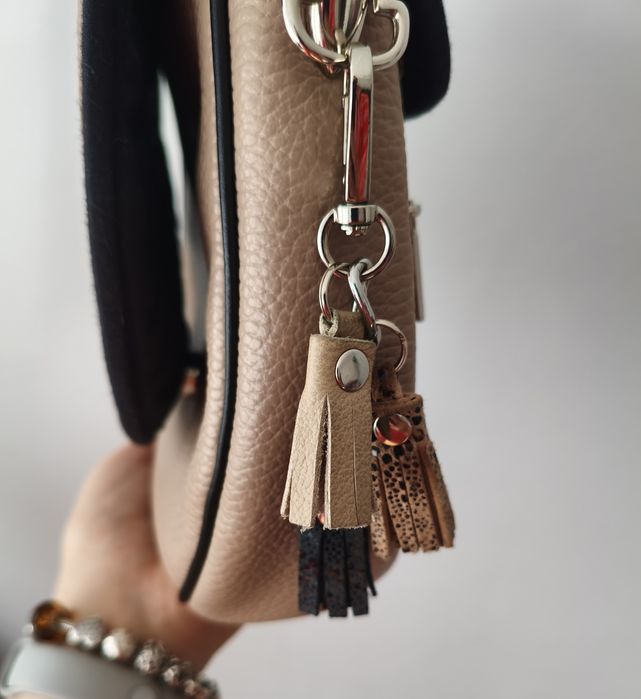 Torebka Farbotka Classic Sun podstawa skórzana piaskowa